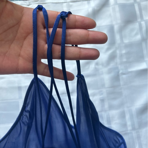 Undercover Wear Blue Vintage Asymmetrical Semi-sheer Full Length Night Dress - Picture 8 of 12